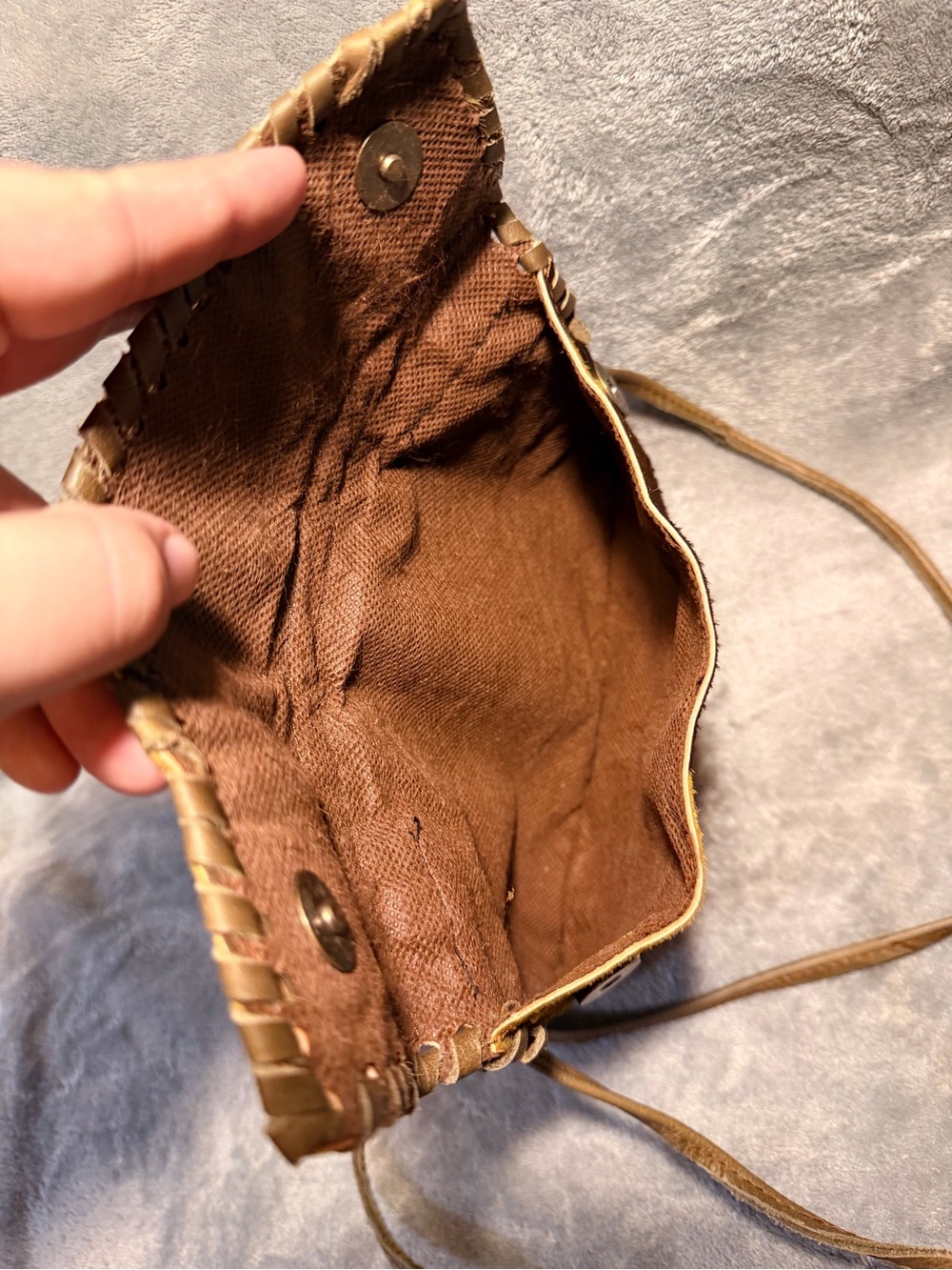 Handmade Genuine Hair On Cowhide Crossbody Bag w/ Whipstitch Trim - Picture 12 of 12